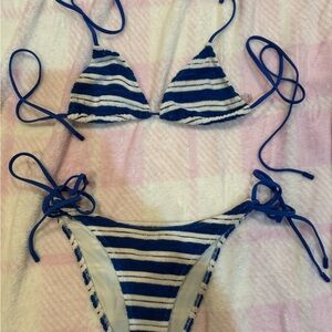 Vinca- Joly Blue Terry Towelling Triangle Bikini Set